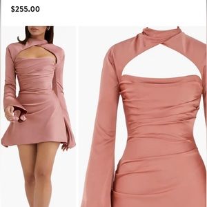 HOUSE OF CB - Toira Long Sleeve Satin Corset Minidress